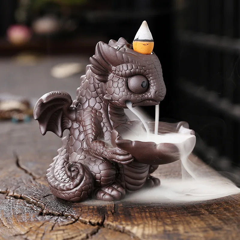 1pc Ceramic Waterfall Incense Burner, Vintage Dragon Backflow Incense Burner, Household Burner Catcher Holder (Without Incense）-Health Wisdom™