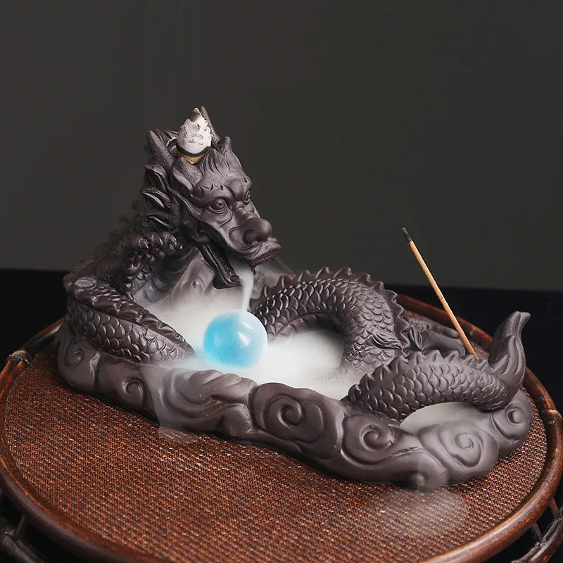 1pc Ceramic Waterfall Incense Burner, Vintage Dragon Backflow Incense Burner, Household Burner Catcher Holder (Without Incense）-Health Wisdom™