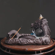1pc Ceramic Waterfall Incense Burner, Vintage Dragon Backflow Incense Burner, Household Burner Catcher Holder (Without Incense）-Health Wisdom™