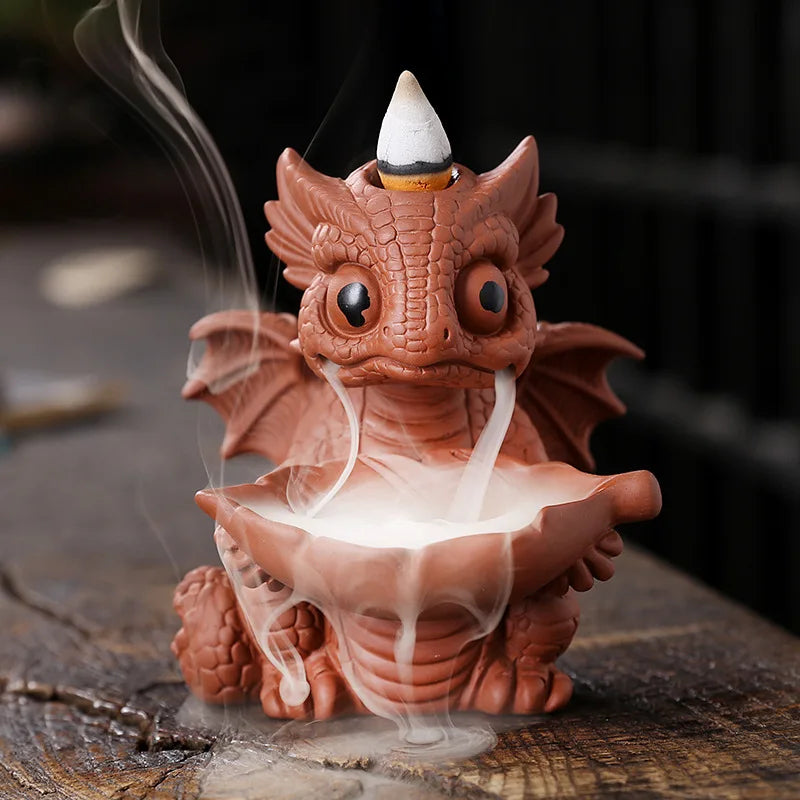 1pc Ceramic Waterfall Incense Burner, Vintage Dragon Backflow Incense Burner, Household Burner Catcher Holder (Without Incense）-Health Wisdom™
