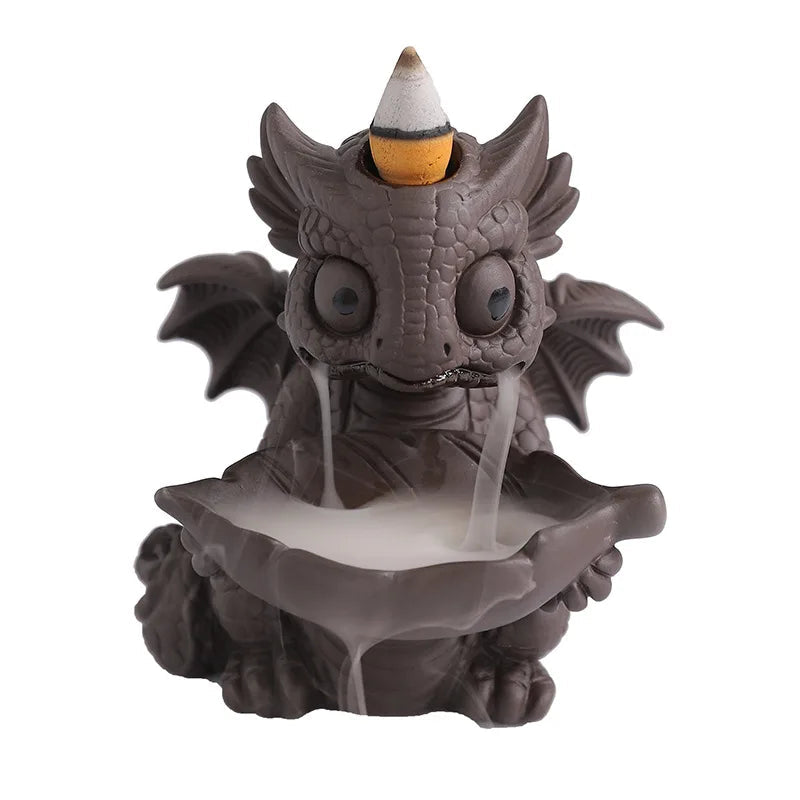 1pc Ceramic Waterfall Incense Burner, Vintage Dragon Backflow Incense Burner, Household Burner Catcher Holder (Without Incense）-Health Wisdom™