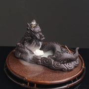 1pc Ceramic Waterfall Incense Burner, Vintage Dragon Backflow Incense Burner, Household Burner Catcher Holder (Without Incense）-Health Wisdom™