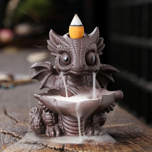1pc Ceramic Waterfall Incense Burner, Vintage Dragon Backflow Incense Burner, Household Burner Catcher Holder (Without Incense）-Health Wisdom™