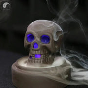 1pc, Ceramic Windproof Waterfall Backflow Led Skull Incense Burner Home Office Tea House Decorate Halloween Skull Decoration-Health Wisdom™