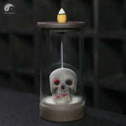 1pc, Ceramic Windproof Waterfall Backflow Led Skull Incense Burner Home Office Tea House Decorate Halloween Skull Decoration-Health Wisdom™