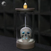 1pc, Ceramic Windproof Waterfall Backflow Led Skull Incense Burner Home Office Tea House Decorate Halloween Skull Decoration-Health Wisdom™
