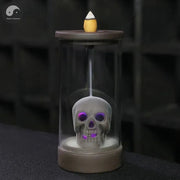 1pc, Ceramic Windproof Waterfall Backflow Led Skull Incense Burner Home Office Tea House Decorate Halloween Skull Decoration-Health Wisdom™