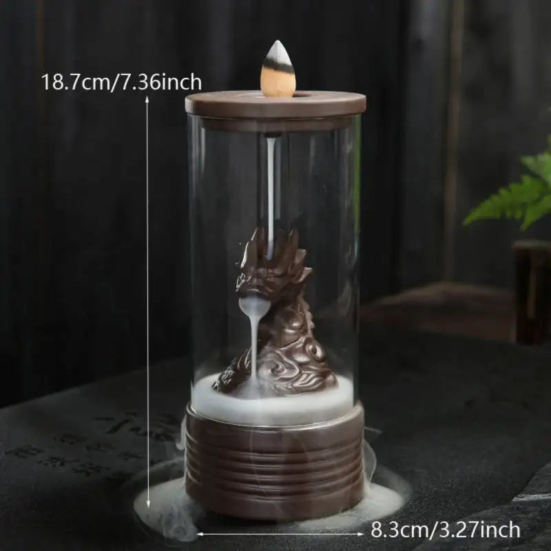 1pc Ceramics Waterfall Backflow Incense Burner With Plastic Acrylic Cup Windproof Incense Holder Home Decor(without Incense)-Health Wisdom™