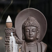 1pc Ceramics Waterfall Incense Burner, Backflow Incense Burner Bodhisattva Buddha Statue Lucky Feng Shui Decor (Without Incense)-Health Wisdom™