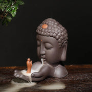 1pc Ceramics Waterfall Incense Burner, Backflow Incense Burner, Buddha Statue Burner Holder, Home Decor, Room Decor,Zen Decor-Health Wisdom™