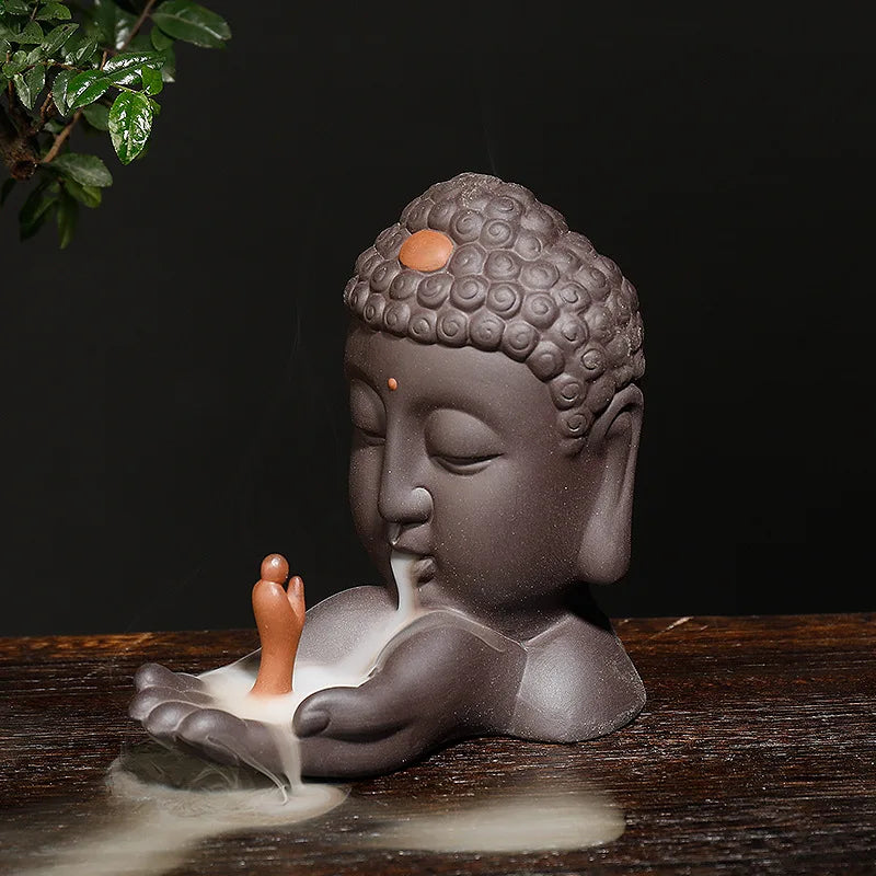 1pc Ceramics Waterfall Incense Burner, Backflow Incense Burner, Buddha Statue Burner Holder, Home Decor, Room Decor,Zen Decor-Health Wisdom™