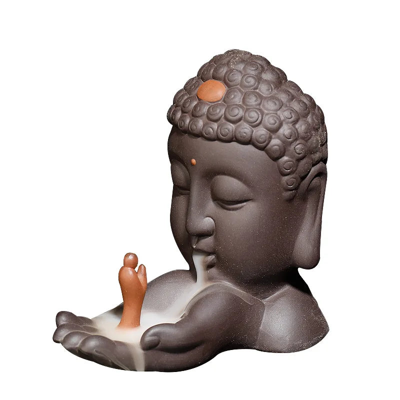 1pc Ceramics Waterfall Incense Burner, Backflow Incense Burner, Buddha Statue Burner Holder, Home Decor, Room Decor,Zen Decor-Health Wisdom™