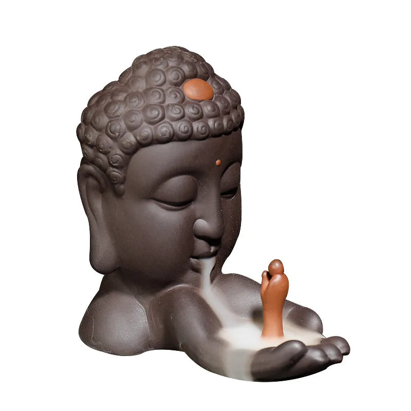 1pc Ceramics Waterfall Incense Burner, Backflow Incense Burner, Buddha Statue Burner Holder, Home Decor, Room Decor,Zen Decor-Health Wisdom™