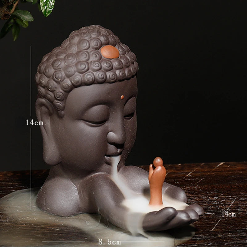 1pc Ceramics Waterfall Incense Burner, Backflow Incense Burner, Buddha Statue Burner Holder, Home Decor, Room Decor,Zen Decor-Health Wisdom™