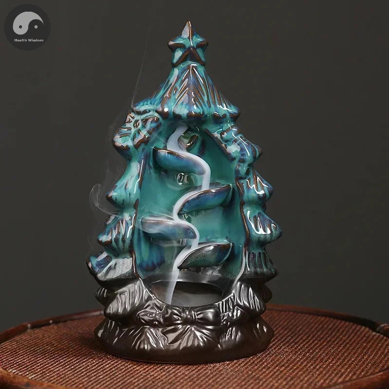 1pc, Christmas Home Decor Ornament Backflow Incense Burner Christmas Tree Censer - Aromatherapy for Spa, Yoga & Meditation-Health Wisdom™