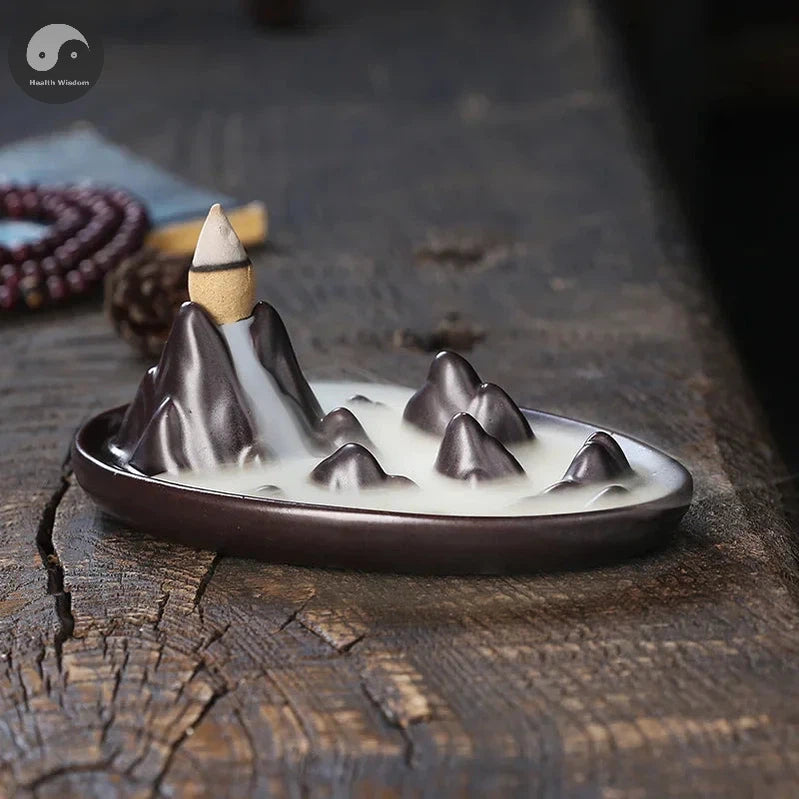 1pc, Creative Ceramic Backflow Incense Burner Mountain Stream Waterfall Incense Holder Zen Burner for Home Decor Without Incense-Health Wisdom™