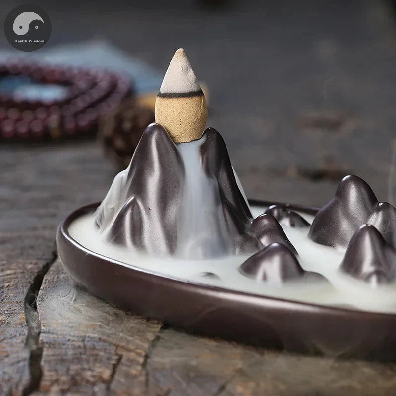 1pc, Creative Ceramic Backflow Incense Burner Mountain Stream Waterfall Incense Holder Zen Burner for Home Decor Without Incense-Health Wisdom™