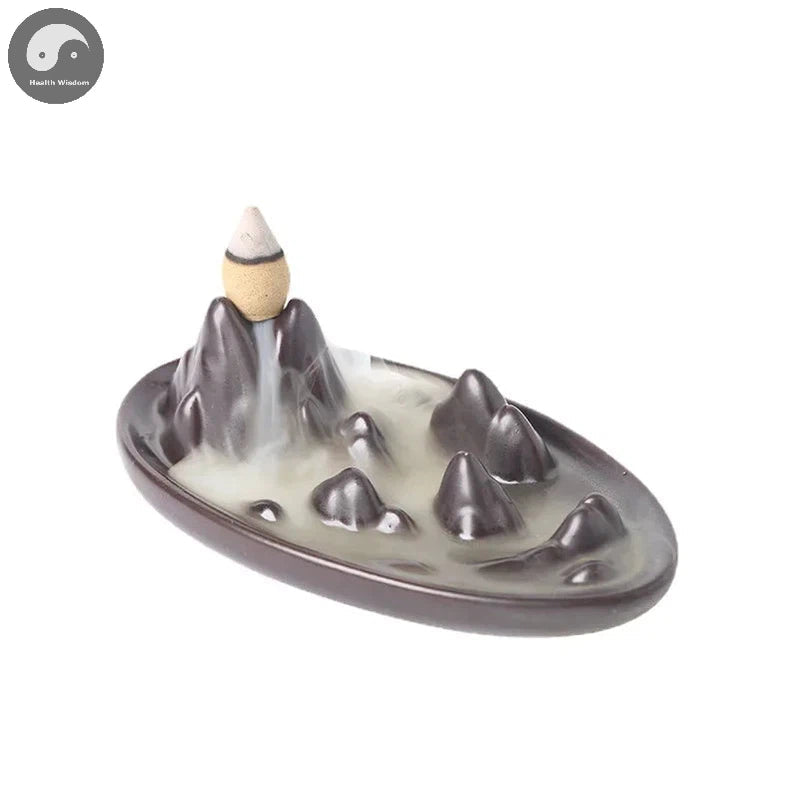 1pc, Creative Ceramic Backflow Incense Burner Mountain Stream Waterfall Incense Holder Zen Burner for Home Decor Without Incense-Health Wisdom™