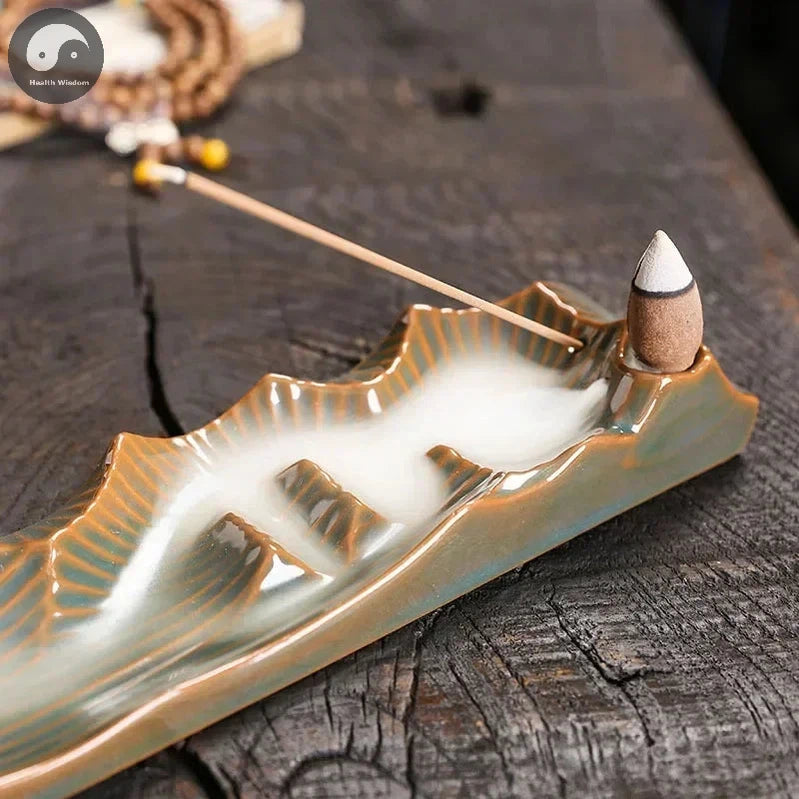 1pc, Creative Ceramic Handicrafts For Home Ornaments Backflow Incense Burner Handmade Incense Stick Holder (Without Incense)-Health Wisdom™