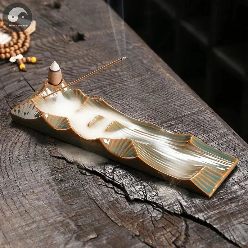 1pc, Creative Ceramic Handicrafts For Home Ornaments Backflow Incense Burner Handmade Incense Stick Holder (Without Incense)-Health Wisdom™
