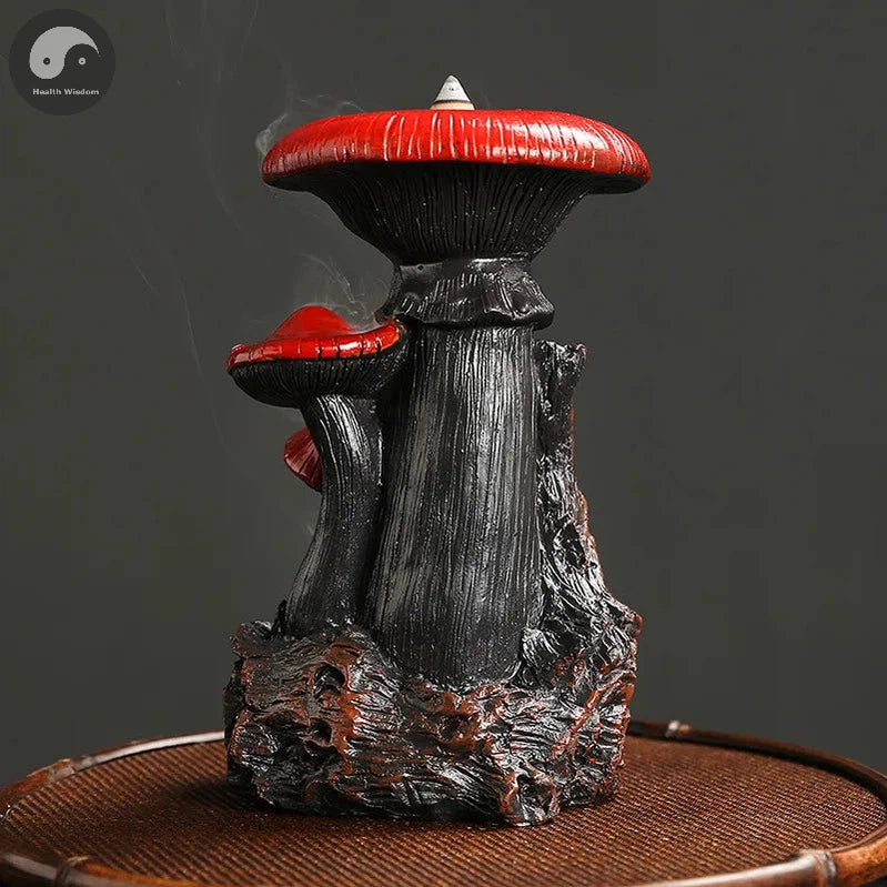 1pc, Creative Flower Mushroom Resin Waterfall Backflow Incense Burner for Halloween and Easter Home Decoration (Without Incense)-Health Wisdom™