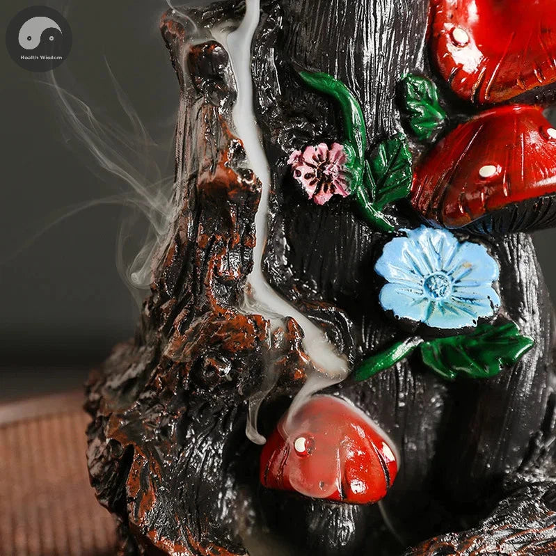 1pc, Creative Flower Mushroom Resin Waterfall Backflow Incense Burner for Halloween and Easter Home Decoration (Without Incense)-Health Wisdom™