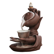 1pc, Creative Home Decorations Zen Meditation Buddha Hand Lotus Tea Ceremony Backflow Incense Burner Candle Holders Home Decor-Health Wisdom™