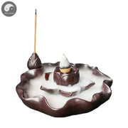 1pc, Creative Lotus Leaf Burner Home Decor Ornaments Waterfall Backflow Incense Burner Ceramic Plate Censer Incense Stick Holder-Health Wisdom™