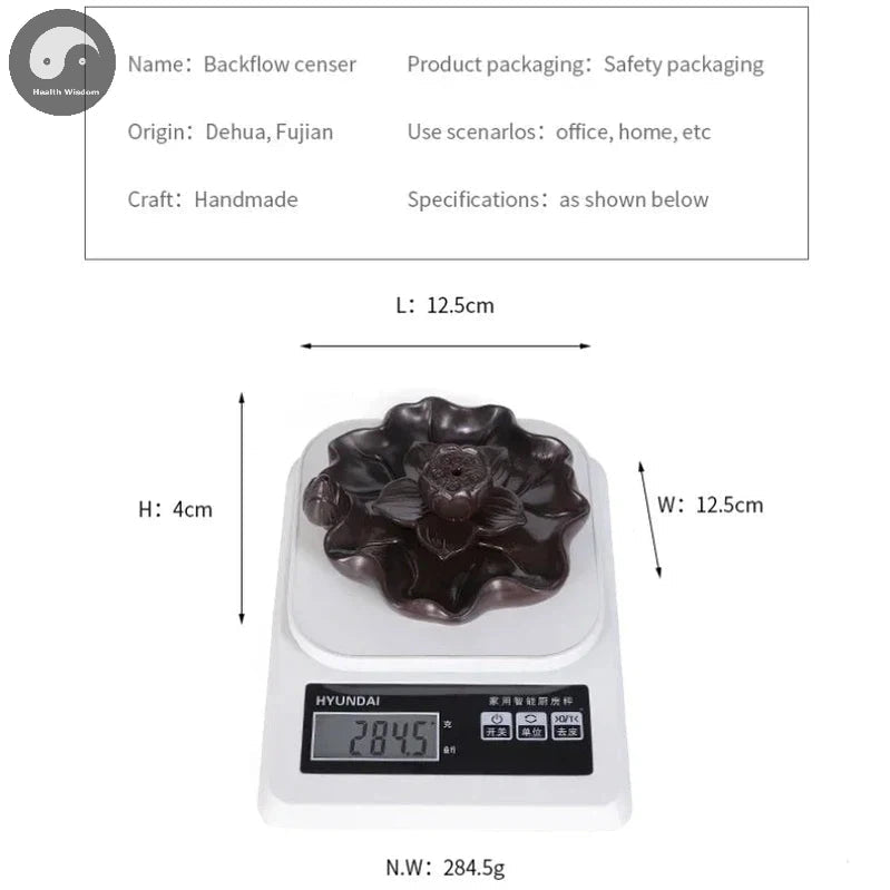 1pc, Creative Lotus Leaf Burner Home Decor Ornaments Waterfall Backflow Incense Burner Ceramic Plate Censer Incense Stick Holder-Health Wisdom™