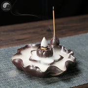 1pc, Creative Lotus Leaf Burner Home Decor Ornaments Waterfall Backflow Incense Burner Ceramic Plate Censer Incense Stick Holder-Health Wisdom™
