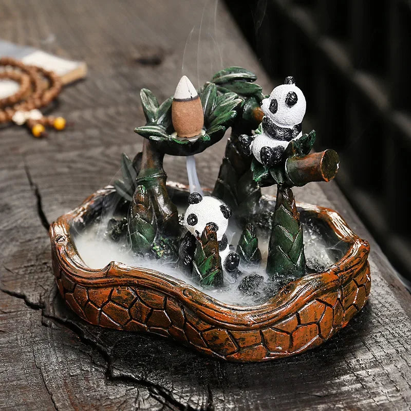 1pc, Creative Resin Panda Home Decorate Backflow Incense Burner Incense Censer (Without Incense)-Health Wisdom™