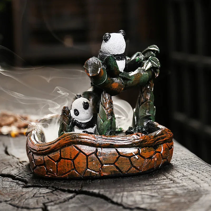 1pc, Creative Resin Panda Home Decorate Backflow Incense Burner Incense Censer (Without Incense)-Health Wisdom™