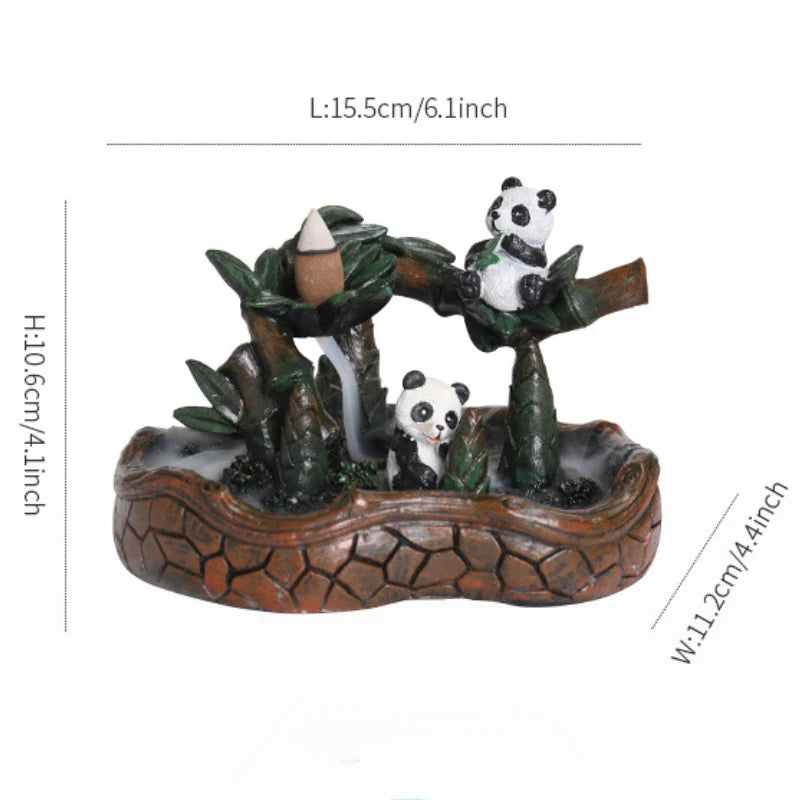 1pc, Creative Resin Panda Home Decorate Backflow Incense Burner Incense Censer (Without Incense)-Health Wisdom™