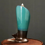1pc, Creative Torch Design Ceramic Handicraft Home Ornaments Lotus Waterfall Backflow Incense Burner (Without Incense Cones)-Health Wisdom™