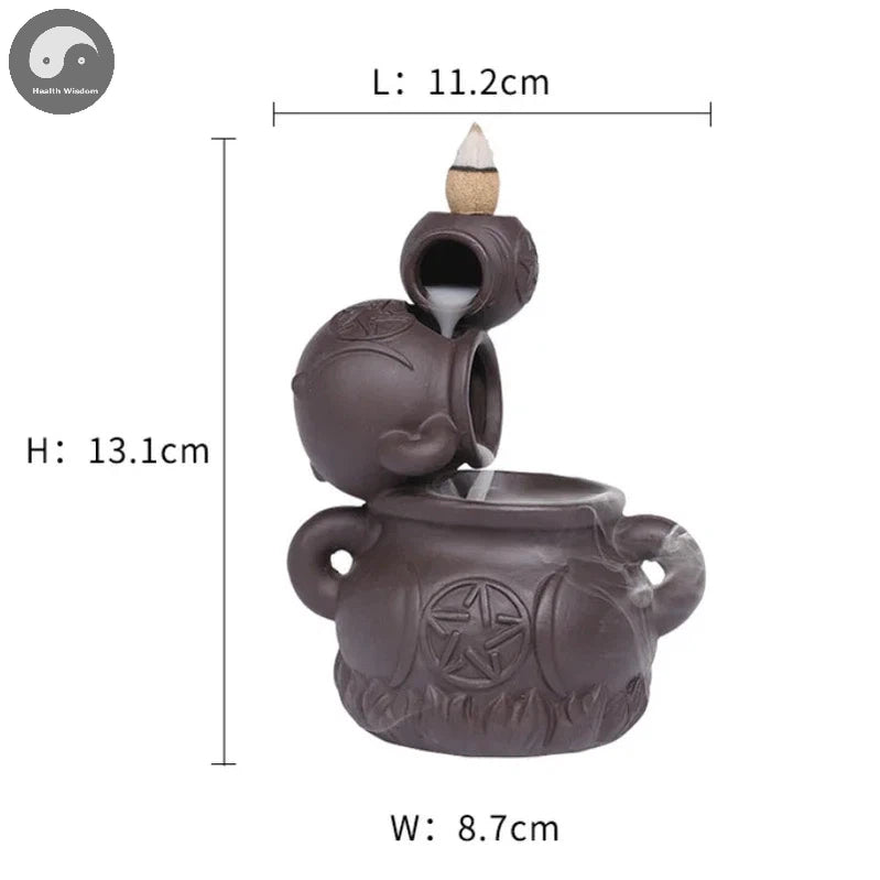 1pc, Creative Wine Jar Star Ornament Backflow Incense Burner Ceramic Handicrafts Holder Home Decor Censer (Without Incense)-Health Wisdom™