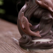 1pc, Dolphin Backflow Waterfall Incense Burner Incense Stick Burner Holder Home Desktop Ornament Home Decor (Without Incense）-Health Wisdom™