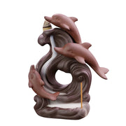 1pc, Dolphin Backflow Waterfall Incense Burner Incense Stick Burner Holder Home Desktop Ornament Home Decor (Without Incense）-Health Wisdom™