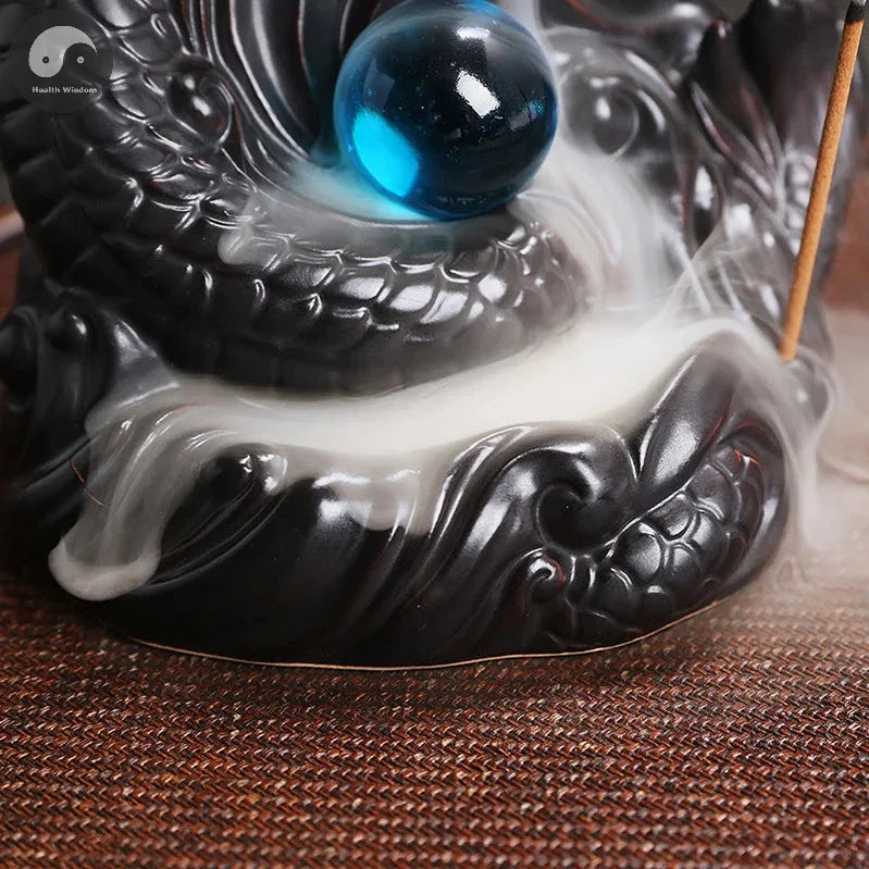 1pc, Dragon Backflow Incense Burner Ceramic Incense Holder, for Home Decor Aromatherapy Relaxation Gifts (Without Incense）-Health Wisdom™
