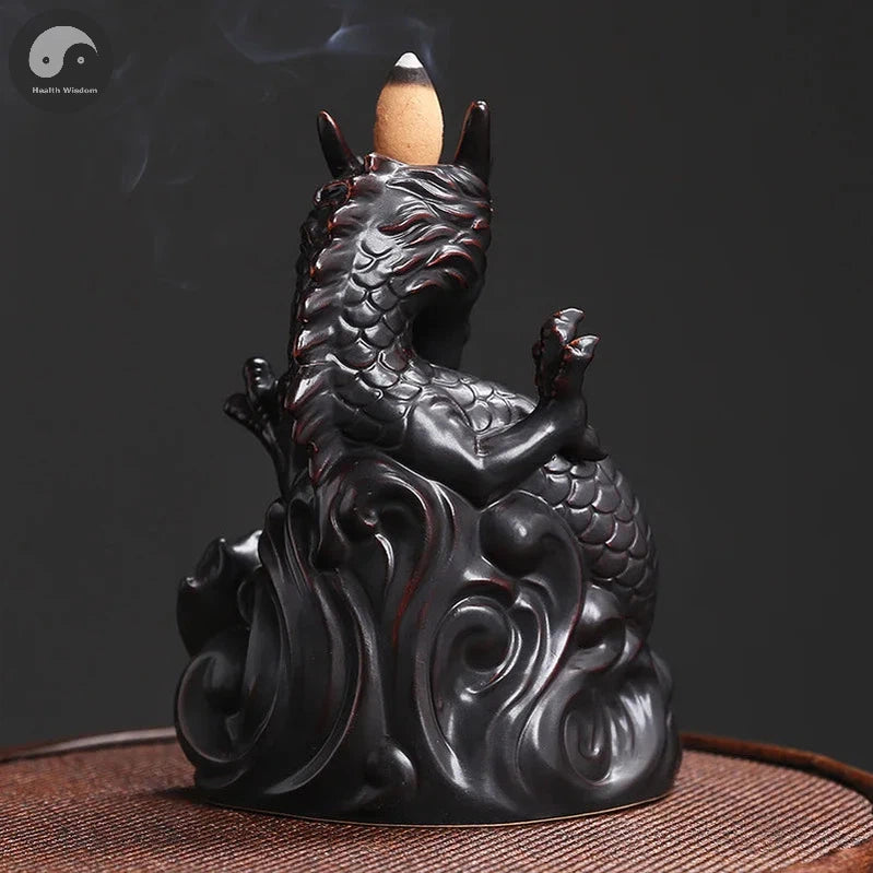 1pc, Dragon Backflow Incense Burner Ceramic Incense Holder, for Home Decor Aromatherapy Relaxation Gifts (Without Incense）-Health Wisdom™