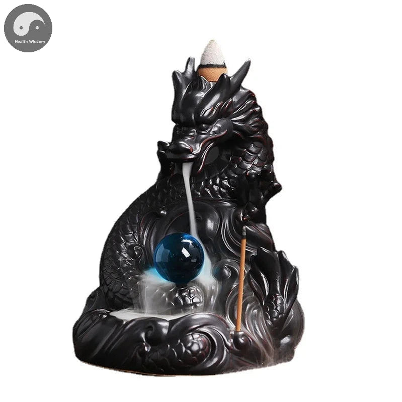 1pc, Dragon Backflow Incense Burner Ceramic Incense Holder, for Home Decor Aromatherapy Relaxation Gifts (Without Incense）-Health Wisdom™