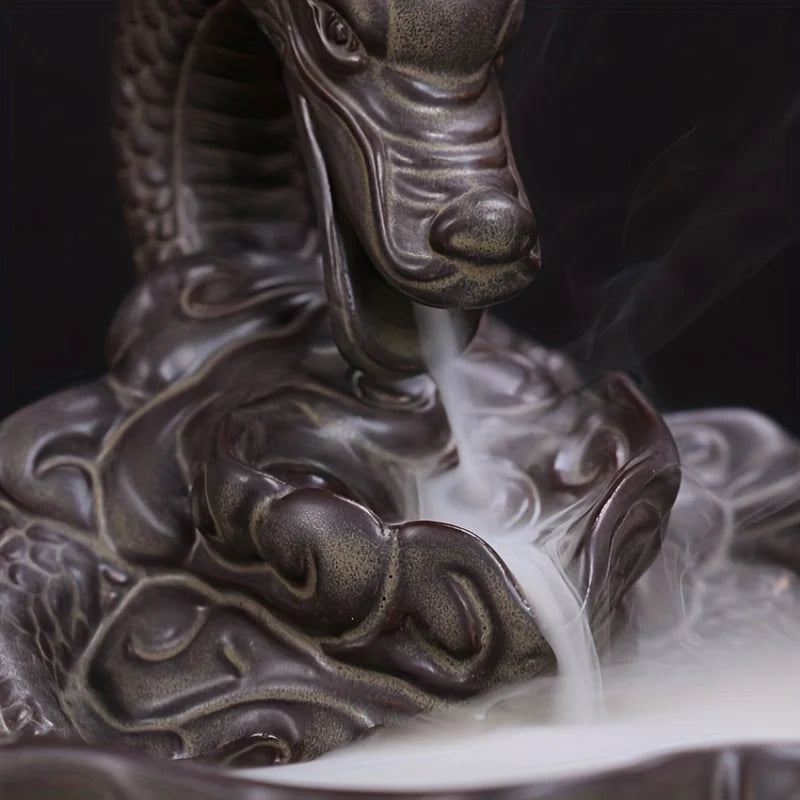 1pc, Dragon Backflow Incense Burner Ceramic Incense Holder for Home Decor Aromatherapy Relaxation Gifts for Home and Office-Health Wisdom™
