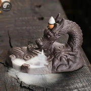 1pc, Dragon Ceramic Handicrafts For Home Ornaments Backflow Incense Burner Handmade Purple Clay Holder (Without Incense)-Health Wisdom™