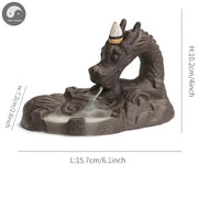 1pc, Dragon Ceramic Handicrafts For Home Ornaments Backflow Incense Burner Handmade Purple Clay Holder (Without Incense)-Health Wisdom™