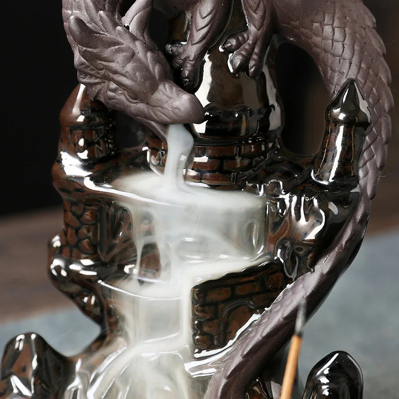 1pc Dragon Ceramic Waterfall Incense Holder - Add A Magical Touch To Your Home Decor! (Without Incense)-Health Wisdom™