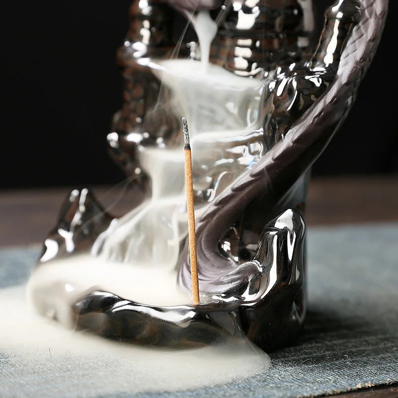 1pc Dragon Ceramic Waterfall Incense Holder - Add A Magical Touch To Your Home Decor! (Without Incense)-Health Wisdom™