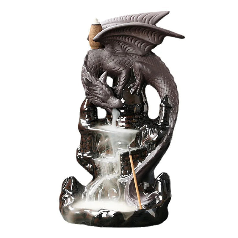 1pc Dragon Ceramic Waterfall Incense Holder - Add A Magical Touch To Your Home Decor! (Without Incense)-Health Wisdom™