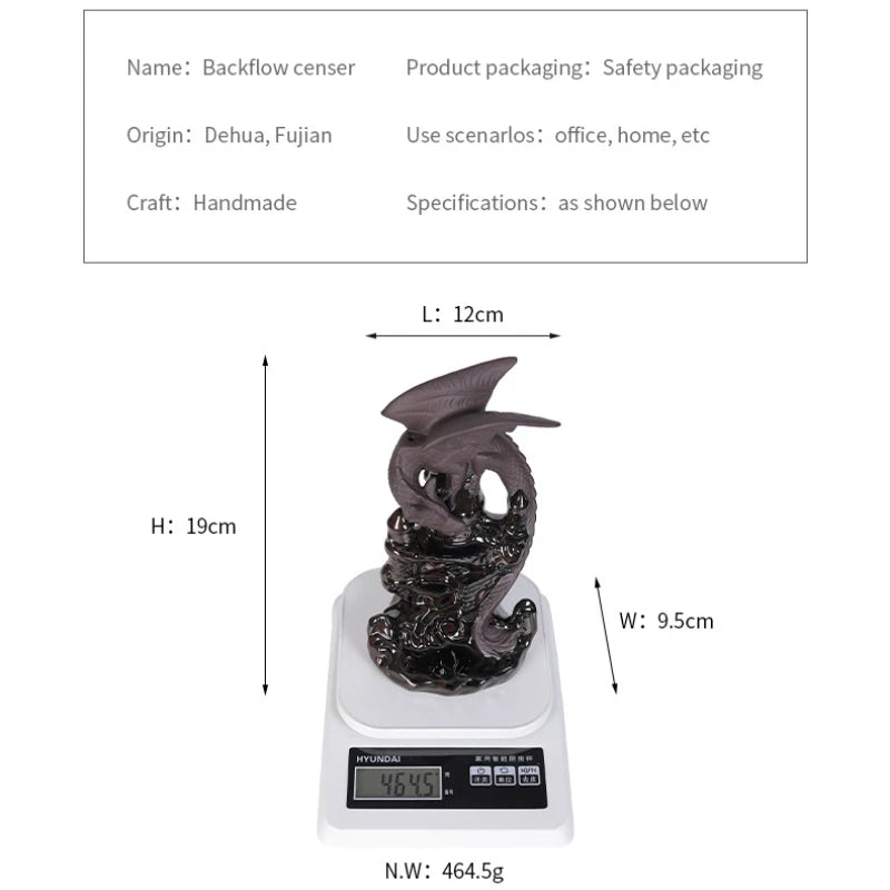 1pc Dragon Ceramic Waterfall Incense Holder - Add A Magical Touch To Your Home Decor! (Without Incense)-Health Wisdom™