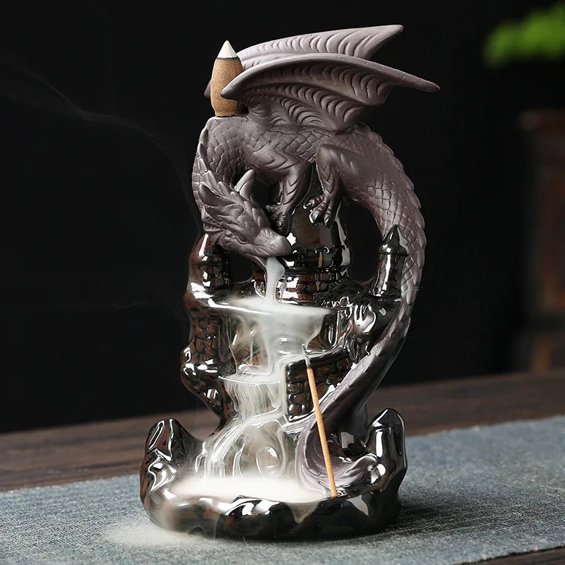 1pc Dragon Ceramic Waterfall Incense Holder - Add A Magical Touch To Your Home Decor! (Without Incense)-Health Wisdom™