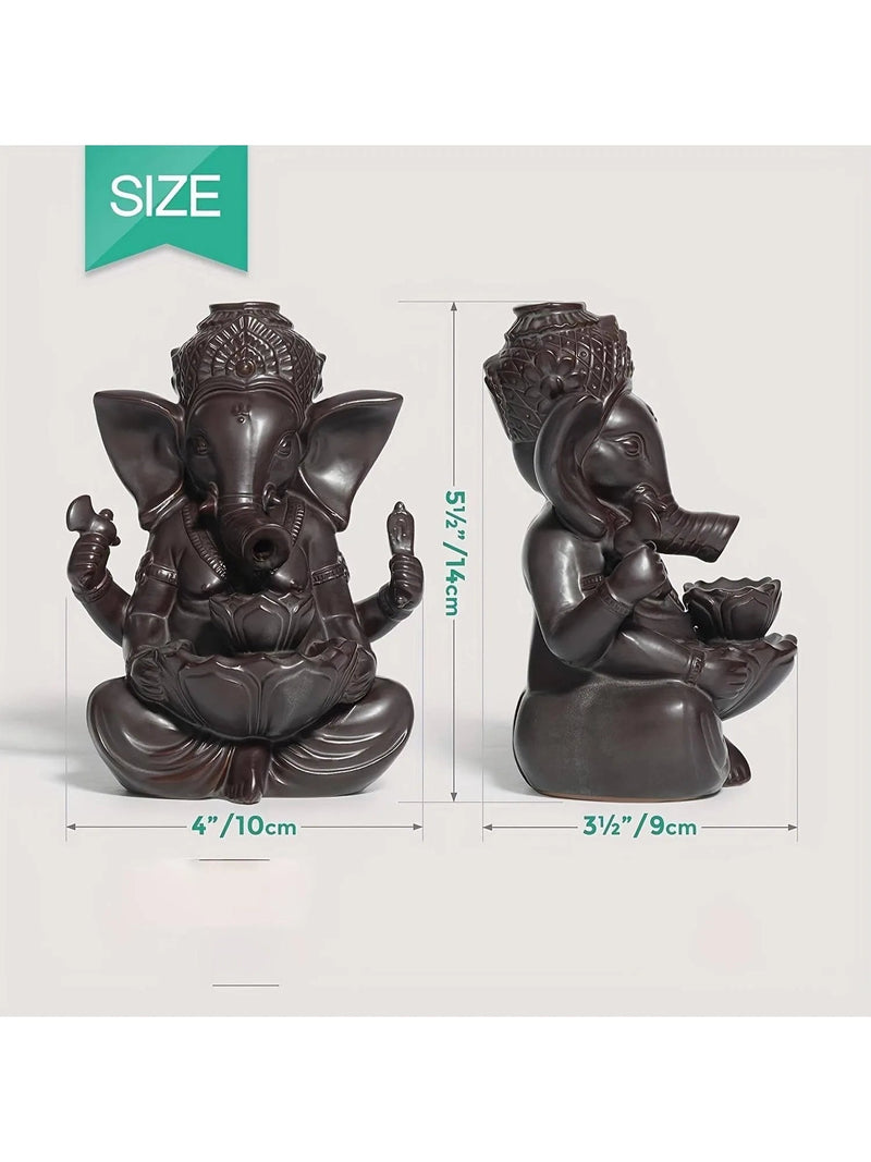 1pc Ganesha Waterfall Incense Burner, Ceramic Backflow Censer Incense Holder, Yoga Aromatherapy Elephant Ornament Home Decor-Health Wisdom™