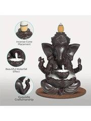 1pc Ganesha Waterfall Incense Burner, Ceramic Backflow Censer Incense Holder, Yoga Aromatherapy Elephant Ornament Home Decor-Health Wisdom™